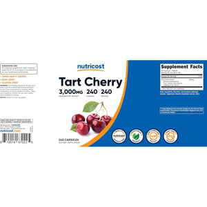 Nutricost Tart Cherry Extract 240 Vegetarian Capsules for 240 Servings per Bottle - Gluten Free, Non-Gmo