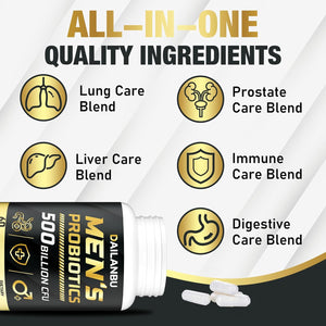 Probiotics for Men 500 Billion CFU, 16 in 1 Advanced Mens Probiotics for Digestive Health, Lmmune & Metabolism, Prostate & Urinary, Gut Health - Men'S Probiotic with Turmeric, Cranberry, Goji, 60 Caps