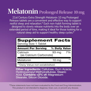 SMART MONKEY TECHNOLOGIES 21St Century Melatonin 10Mg Time Release, 120 Tablets | Non-Habit Forming Sleep Aid for Adults | Jet Lag & Shift Work | Promotes Restful Sleep | Gluten-Free & Non-Gmo