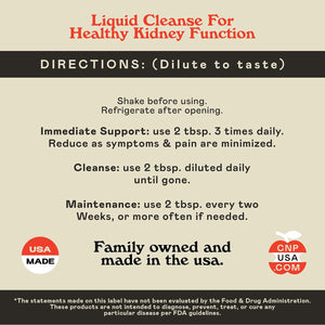 Complete Natural Products Kidney Complete - 8Oz Organic Liquid for Kidney Support, Cleanse, and Detox with Apple Cider Vinegar, Lemon, & Organic Chanca Piedra.