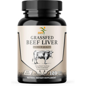 Grass Fed Desiccated Beef Liver Capsules (120 Pills, 480-500Mg Each) - Natural Iron, Vitamin A, B12 for Energy - Humanely Pasture Raised Undefatted without Hormones or Chemicals