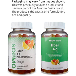 Amazon Basics Soft Fiber Gummies for Digestive Health and Regularity, Orange, Lemon & Strawberry Flavors, 90 Count, Pack of 1 (Previously Solimo)