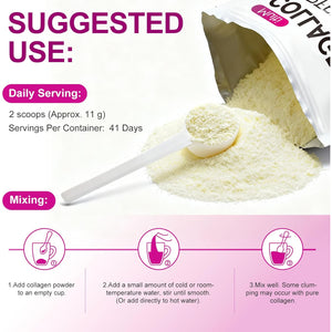 Multi Collagen Peptides Powder,Type I, II, III, V, X,With Biotin,Vitamin C,Hyaluronic Acid,Supports Healthy Joint, Hair, Skin & Nail Support,Grass-Fed, Non-Gmo,16Oz