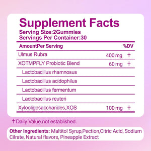 Her Juicy Feminine Probiotics Gummies for Women, with Slippery Elm, Supports Ph Balance, Gut Health & Immune System, Vegan, Gluten Free, Pineapple Flavor, 60 Count