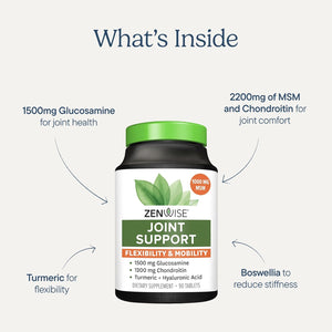 Zenwise Health Joint Support Supplement with Glucosamine Chondroitin MSM, Curcumin & Sulfate - Joint Health for Women & Men - Mobility & Flexibility Support for Knee, Cartilage & Bone - 180 Count