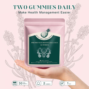 Premium Feminine Balance Gummies, Pineapple Vaginal Probiotics for Women, Ph Balance Feminine Gummies for Immune Support, Vegan & Gluten Free, 60 Count (30 Servings)