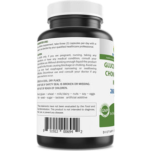 Brieofood Triple Strength Glucosamine Chondroitin MSM 2600Mg/Serving Capsules, Supports Healthy Joint, Cartilage and Connective Tissue - Promotes Joint Comfort & Flexibility 180 Count