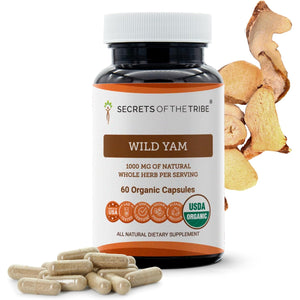 Secrets of the Tribe Wild Yam USDA Organic 60 Capsules | Made with Organic Vegetarian Capsules and Responsibly Farmed Wild Yam (Dioscorea Villosa) Dried Root (60 Capsules)