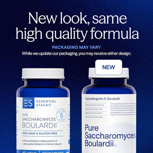 Essential Stacks Saccharomyces Boulardii Probiotics (Non-Gmo & Gluten Free) - 5 Billion Cfus for Gut Health (60 Capsules)