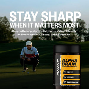 ONNIT Alpha Brain Nootropic Brain Supplement for Focus, Memory, Mental Clarity, Cognitive Support with L-Theanine and Vitamin B6, 30 Count Capsules