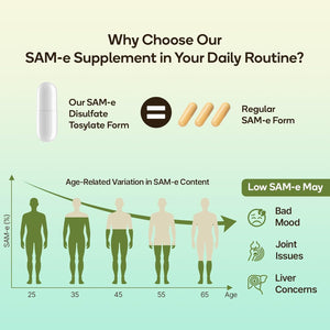 Sam-E Supplement – Capsule Complex with Ashwagandha Extract, L-Theanine, Rhodiola, St. John’S Wort, Omega-3 Fatty Acids, Magnesium, B Vitamins & D3, 60 Capsules