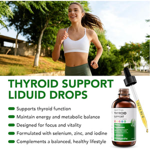 Actora Thyroid Support Liquid Drops, Kindled Thyroid Support Drops with Selenium Zinc Lodine L-Tyrosine Ashwagandha for Hormone Balance - Mood & Energy Supplement - 4 Fl. Oz. (120Ml)