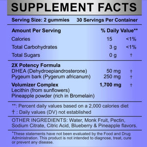 Semen Volume Booster Maximizer 2X Load - Male Fertility - Pineapple & Blueberry Sugar Free 60 Gummies