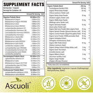 Probiotics for Women & Men - 300 Billion CFU, 24 Strains Probiotics + 15 Organic Herbs Blend, Daily Probiotic for Digestive Health, Immune, Gut, Bloating - 60 Capsule