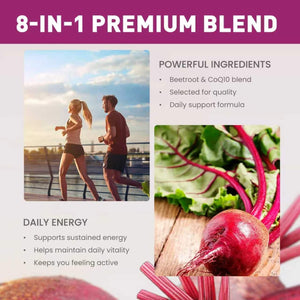 Beet Chews, Beets Chews the 3-In-1,With 500Mg Beetroot, 100Mg Coq10 & 150Mg Grape Seed Extract,60 Count