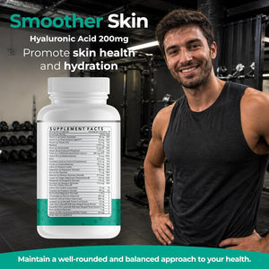 Daily Low Dose Multivitamin & Mineral for Men & Women to Support Cognitive Performance & Memory + Hyaluronic Acid for Skin Health + TMG for Exercise (150 Count)