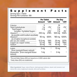 Focus Select AREDS2 Based Chewable Eye Vitamin-Mineral Supplement for Eyes (180 Ct. 90 Day Supply) Citrus Flavored Eye Chewable - Low Zinc Formula