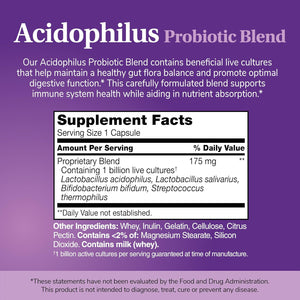 21St Century Acidophilus Probiotic Blend Capsules (100 Count), Daily Probiotic Supplement with Lactobacillus Acidophilus, Supports Digestive Health & Immune System, Non-Gmo, Gluten-Free
