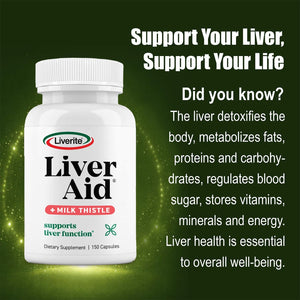 LIVERITE Liver Aid 2-Pack 150 Capsules (Total 300Ct), Supports Healthy Liver Function, Cleansing, Energy and Daily Wellness