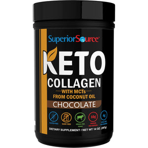 Superior Source Keto Collagen - Collagen Protein Powder with MCT Oil - Supports Hair, Skin, Nails & Joint Health - Dairy-Free - Chocolate, 14 Oz