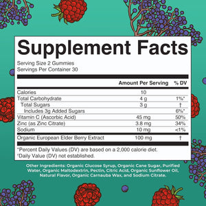Maryruth Organics Kids Immune Support Gummies | USDA Organic | Vitamin C, Zinc, and Elderberry Gummies for Kids| Immune Support for Ages 4+ | Vegan | Non-Gmo | Gluten Free | 60 Count