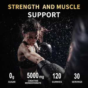 Creatine Monohydrate Gummies 5000Mg for Men & Women - Sugar Free Pre-Workout Supplement, Chewables for Muscle Strength, Muscle Builder, Energy Boost, Mixed Berry Flavor, 120 Count