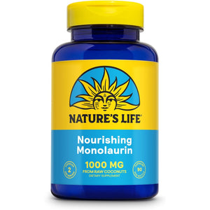 Nature'S Life Monolaurin 1000 Mg, Nourishing Monolaurin from Natural Raw Coconut, Immune Support Supplement, Gut Health, Balanced Gut Flora, 60-Day Guarantee, 45 Servings, 90 Vegetarian Capsules
