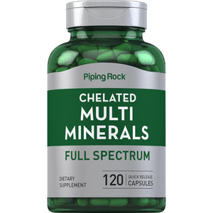 Piping Rock Mega Multi Mineral Chelated Supplement | 120 Capsules | for Men and Women | Iron Free | Non-Gmo, Gluten Free