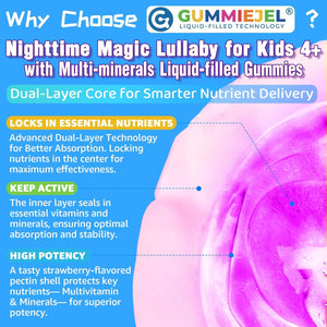 Kids 4+ Magnesium + Saffron Sleep Gummies, Relax Happy Filled Gummy, Bedtime Calcium Zinc, Mineral + Multivitamin Gummies, Melatonin Free | Vitamin D3 K2 | Bone, Only Need 1 Gummy - Sweet Dream Magic