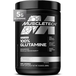 Muscletech Glutamine Powder | 100% Pure L Glutamine Powder | Post Workout Recovery Drink | L-Glutamine Powder for Men & Women | Muscle Recovery | Unflavored (60 Servings)