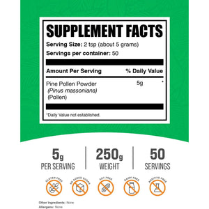 Bulksupplements.Com Pine Pollen Powder - Broken Cell Wall, Pine Pollen Supplement, Herbal Supplement - Gluten Free, 5G per Serving, 250G (8.8 Oz) (Pack of 1)