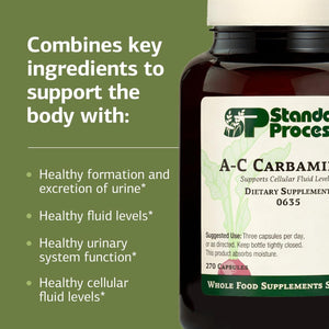 Standard Process A-C Carbamide - Supports Healthy Excretion of Urine & Cellular Fluid Levels - Contains Vitamin a & Antioxidant Vitamin C - Gluten-Free, Non-Dairy & Non-Soy - 270 Capsules