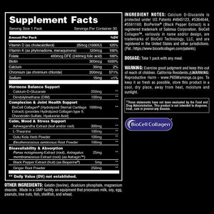 Animal Power Balance – Women'S Alpha F Comprehensive Formula – Supports Hormonal Balance, Complexion, Hair, Nails, Mood and Stress, Intestinal Health, & Bone and Joint Health – 30 Packs