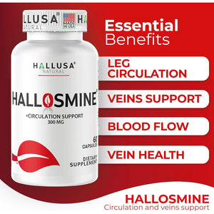 Hallusa Natural Diosmin Circulation - Support for Circulation and Veins - DIOSMIN - DIOSMINE- DIOSMINA - Circulation & Vein Support Supplement