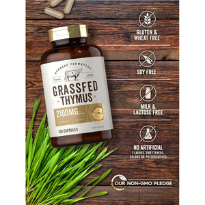 Carlyle Grass Fed Beef Thymus | 2100Mg | 200 Capsules | Bovine Supplement | Pasture Raised, Non-Gmo, Gluten Free | by Herbage Farmstead