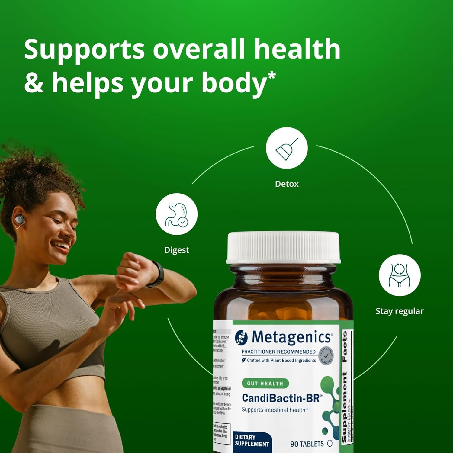 Metagenics Candibactin‑Br - Concentrated Berberine for Intestinal Support* - 400 Mg Berberine Hcl per Serving with Oregon Grape & Coptis Root* - Supports Gut Health & Microbial Balance* - 90 Tablets