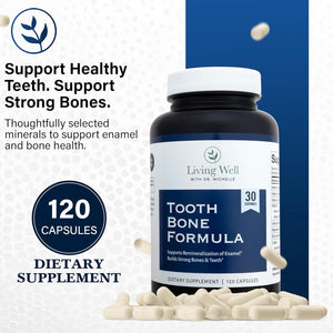 Living Well with Dr. Michelle Tooth & Bone Formula - Supplement with Calcium for Bone Strength & Tooth Enamel Support, D3 + K2, 120 Capsules, Non-Gmo, Gluten-Free