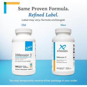 XYMOGEN Dimension 3 - DIM Supplement for Hormonal Balance & Estrogen Metabolism Support* - with Curcumin & Bioperine - Gluten-Free - 120 Capsules