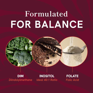 Ovarian Support for Hormone Balance for Women | Healthy Ovulation, Menstrual Cycle & Reproductive Health Support | DIM Supplement with Myo-Inositol & D-Chiro Inositol & Folate Complex | 30 Day Supply