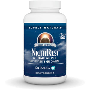 Source Naturals Sleep Science Nightrest with Melatonin - Bioaligned Multinutrient & Herb Complex, for Rest & Relaxation Support* - 100 Tablets