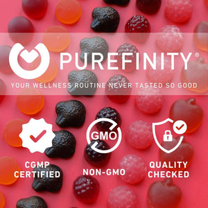 PUREFINITY Ashwagandha Gummies with Vitamin D & Zinc – Supplement for Relaxation, Calming, and Mood Support – Gluten Free, Non-Gmo, Vegan, 60 Count