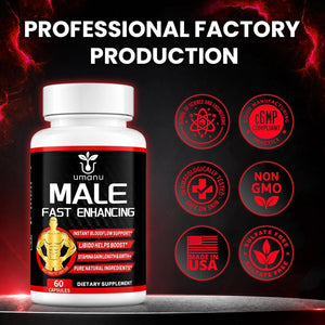 Umanu Fast-Acting Male Enhancing Supplement – Boost Blood Flow, Gain Drive, Size (Length + Girth), Increase Stamina – Made with Maca, Epimedium & Other Natural Ingredients – 3Rd Party Tested