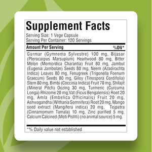 Herbsforever Gluco Health-Supports Blood Sugar-Glucose Carb Control& Cravings with Gymnema Sylvestre75%, Shilajit,Turmeric, Amla,Cinnamomum + 17Ayurvedic Herb Extracts |120Vegcapsule |800Mg