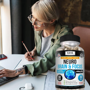 Kaya Naturals - Neuro Brain for Memory & Focus - Nootropic Energy Capsule - Nootropic Brain Support Supplement - Focus & Concentration & Learning Accuracy - Cognitive Function - 60 Count