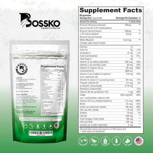 Bossko Sulforaphane Gummies with Omega-3 – Broccoli Sprout Extract, EPA/DHA & Antioxidants – Cellular Health & Mood Support – 90 Vegan Gummies – Mixed Berry Flavors – Sugar-Free