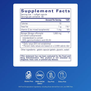 Pure Encapsulations Borage Oil | Hypoallergenic Dietary Supplement | 60 Softgel Capsules