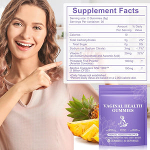 Pineapple Gummies for Women PH 60 Count, PH Balance for Women, Probiotics Vaginal Gummy, Improve Immune, Hawaiian Pineapple Flavor, Vegan & Low Sugar, Premium Balance Gummies