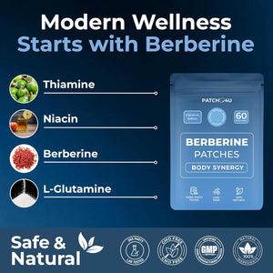 PATCH4U Berberine Patches | Berberine Patch with L-Glutamine, Garcinia Cambogia, Resveratrol for Women & Men | 60 Days Supply