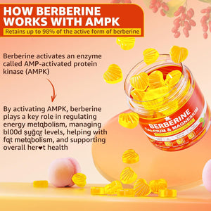 LILICARE Berberine Gummies Sugar Free, Extra Absorption with Liposomal Berberine & Berberine HCI, Calcium, Magnesium, AMPK Activitor for Sugar & Level, Energy, Metabolism,Vegan, Pack of 1