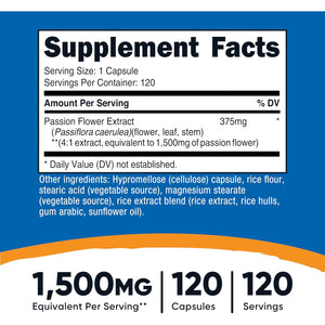 Nutricost Passion Flower Extract 120 Capsules for 120 Servings per Bottle - Gluten Free, Non-Gmo, and Vegetarian Friendly